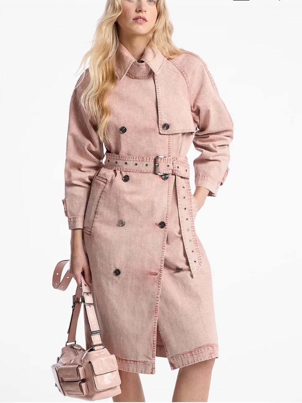 MICHAEL Michael Kors Dusty Pink Stud-Detail Trench Coat - Picture 4 of 5
